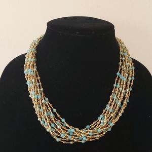 Nakamol Multi-strand Blue & Gold Necklace